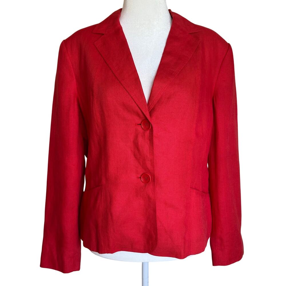 Talbots Irish Linen Blazer‎ Women’s 16 Red Lightweight Classic Jacket Workwear